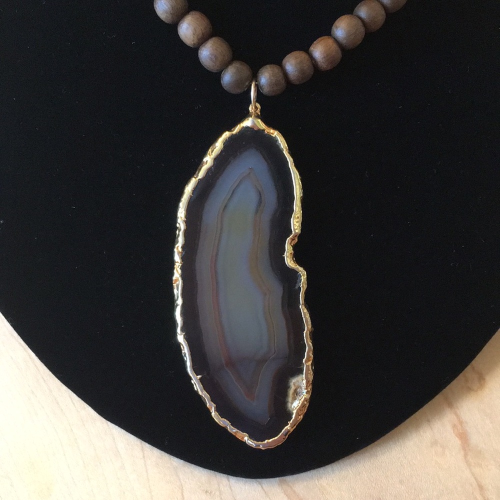 Heather Gardner Agate Wood Bead Necklace